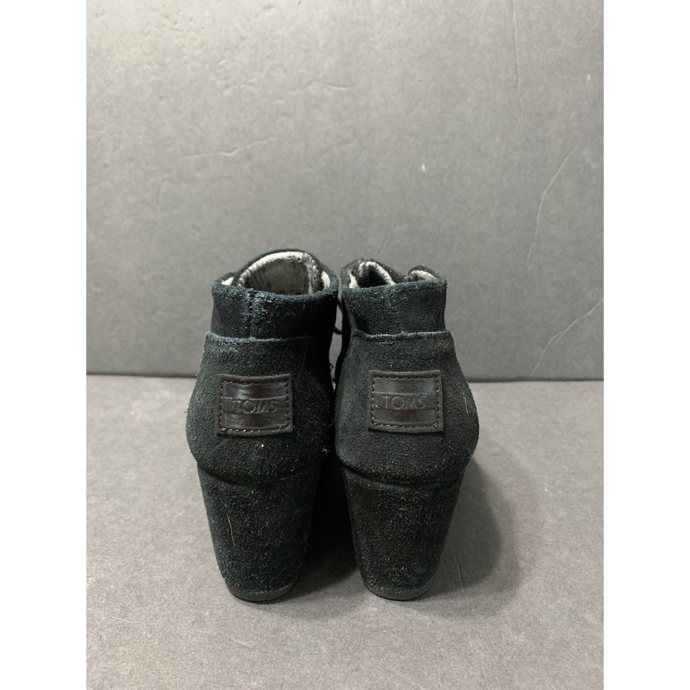 TOMS Black Suede Wedge Ankle Boots sz. 7 - Picture 8 of 8